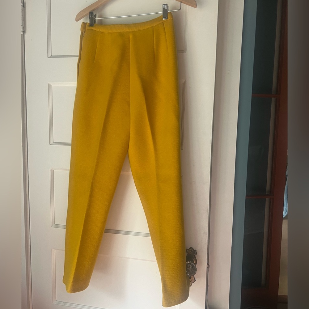 Vintage mid-century yellow wool trouser pants